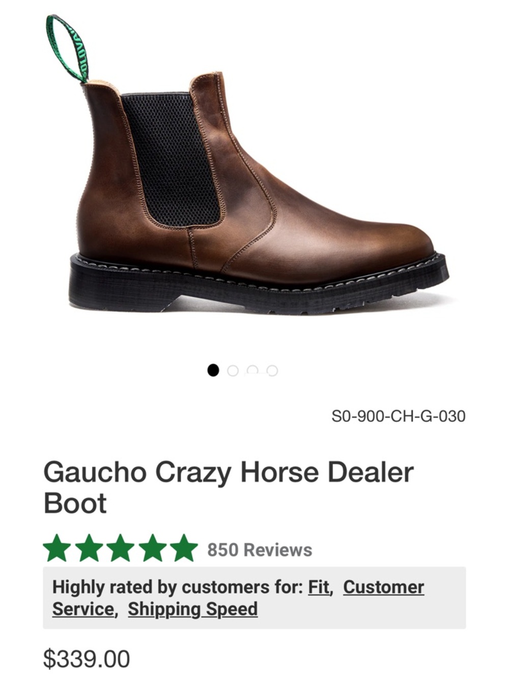 Solovair Gaucho Crazy Horse Dealer Boot - Brown